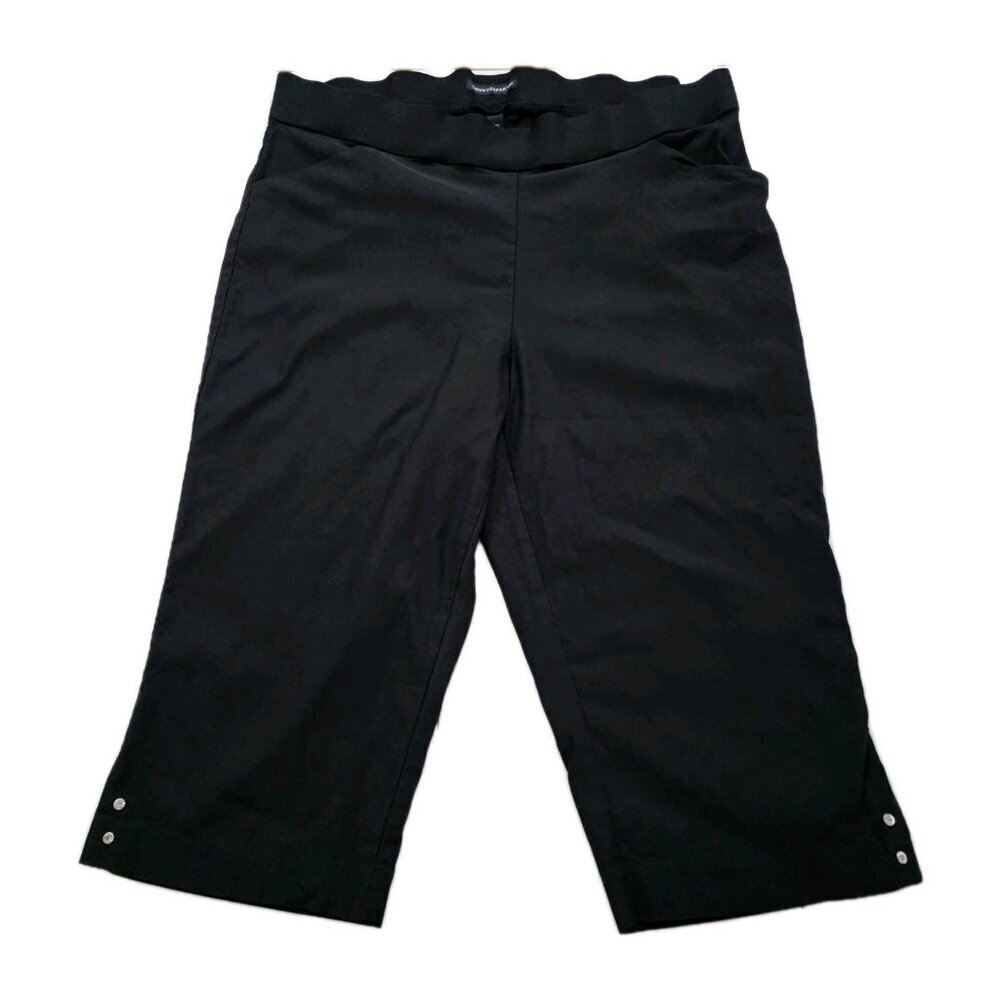 Counterparts Capri Pants Women 2X Black Pull On Elastic Waist Slits Studs Mature